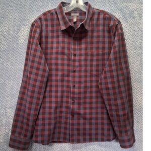 Van Heusen‎ Mens XL Long Sleeve Button Down Shirt Burgundy Navy Check 5021020455